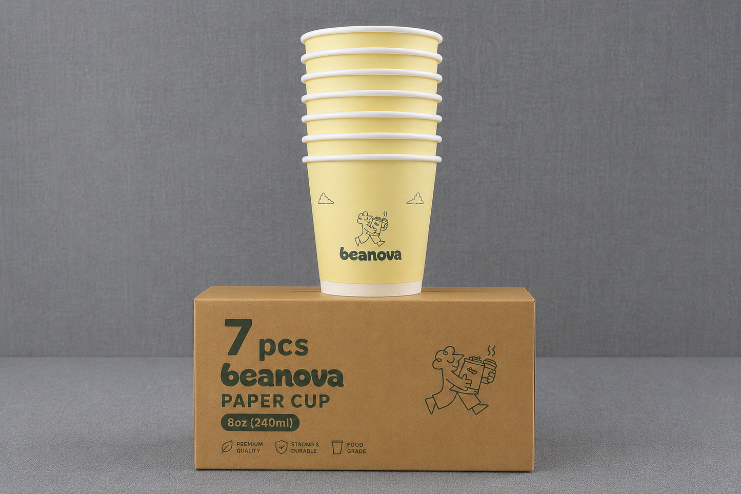 Beanova 8oz Disposable Paper Cups – 7 Pack